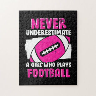Never Underestimate A Girl Who Plays Football Jigsaw Puzzle