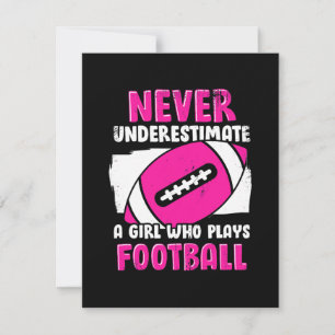 Never Underestimate A Girl Who Plays Football Thank You Card