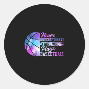 Never Underestimate A Girl Who Plays Sketll  Classic Round Sticker