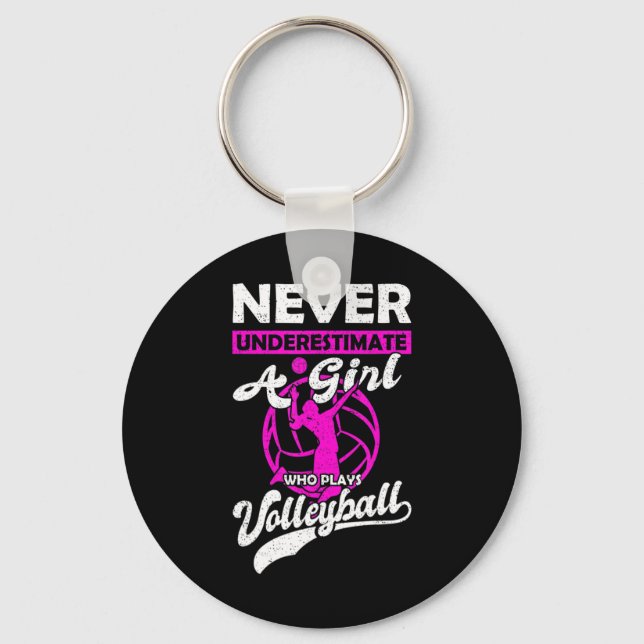Never Underestimate A Girl Who Plays Volleyball Gi Key Ring (Front)
