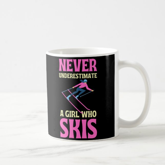 Never Underestimate A Girl Who Skis Coffee Mug (Right)