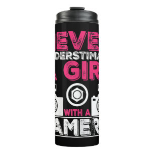 Never Underestimate A Girl With A Camera - Girl Ph Thermal Tumbler
