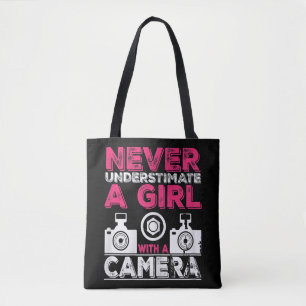 Never Underestimate A Girl With A Camera - Girl Ph Tote Bag