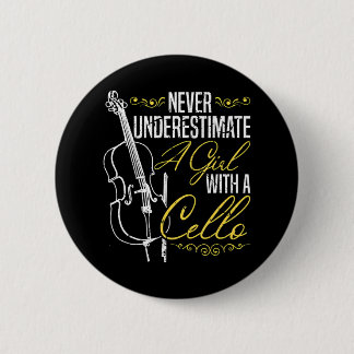 Never Underestimate A Girl With A Cello Orchestra 6 Cm Round Badge
