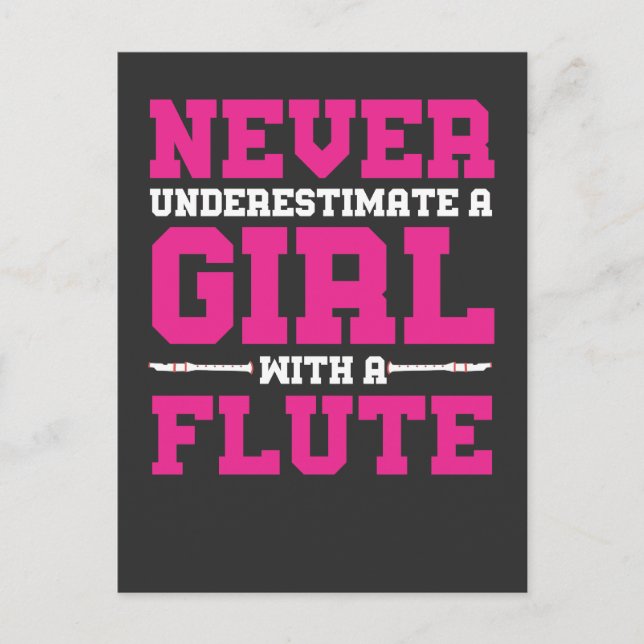 Never Underestimate A Girl With A Flute Gift Music Postcard (Front)