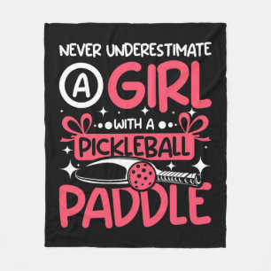 Never underestimate a girl with a Pickleball paddl Fleece Blanket