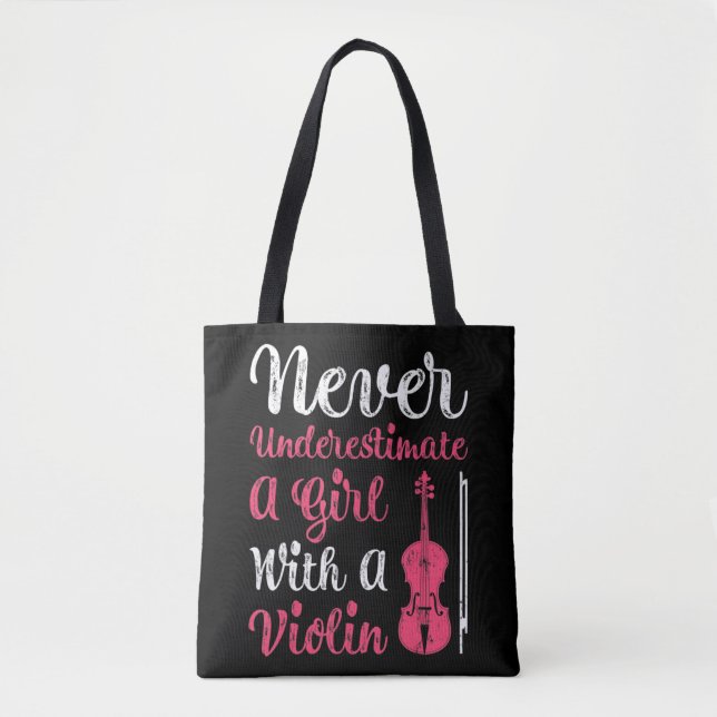Never Underestimate A Girl With A Violin For Women Tote Bag (Front)