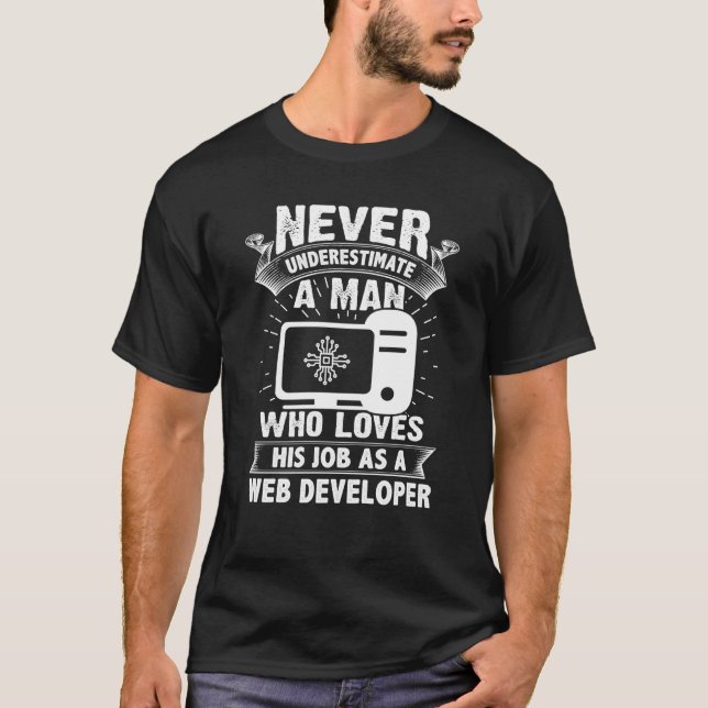 Never Underestimate A Man As A Web Developer T-Shirt (Front)