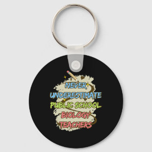 Never Underestimate A Public School Biology Teache Key Ring