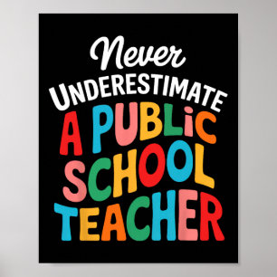Never Underestimate A Public School Teacher Back T Poster