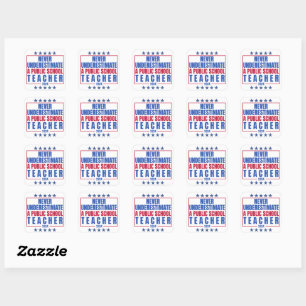Never underestimate a public school teacher square sticker