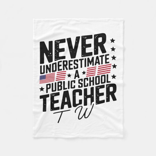Never Underestimate A Public School Teacher Wheime Fleece Blanket (Front)