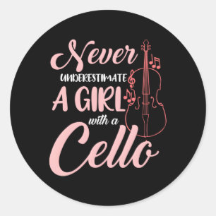Never Underestimate A With A Cello Classic Round Sticker