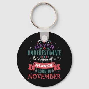 Never Underestimate A Woman Born In November Never Key Ring