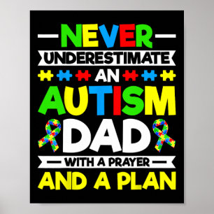 Never Underestimate An Autism Dad - Autism Awarene Poster