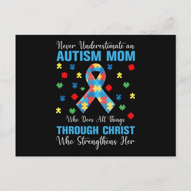 Never Underestimate an Autism Mom Who Does All Thi Invitation Postcard (Front)