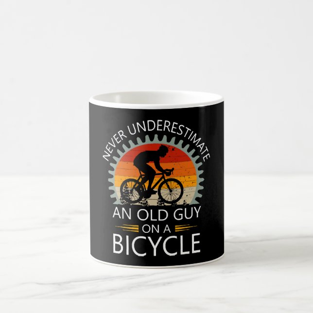  Never Underestimate An Old Guy On A Bicycle Coffee Mug (Center)