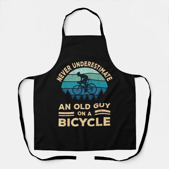 Never Underestimate An Old Guy On A Bicycle Funny  Apron (Front)