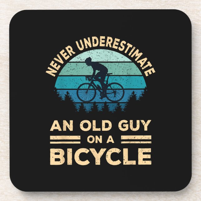 Never Underestimate An Old Guy On A Bicycle Funny  Coaster (Front)