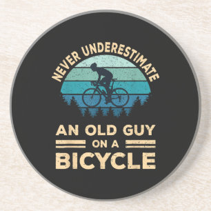 Never Underestimate An Old Guy On A Bicycle Funny Coaster