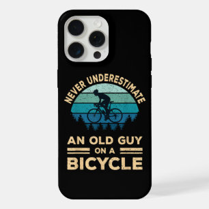Never Underestimate An Old Guy On A Bicycle Funny iPhone 15 Pro Max Case