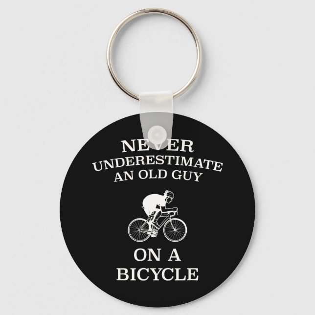 Never Underestimate An Old Guy On A Bicycle Funny  Key Ring (Front)