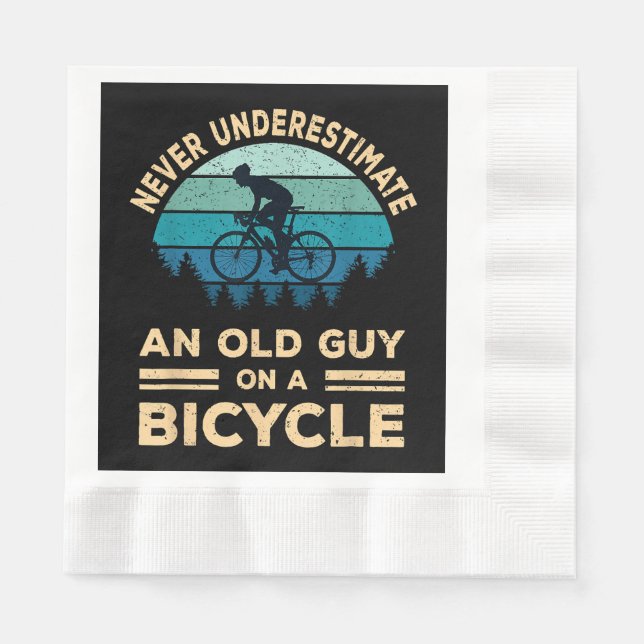 Never Underestimate An Old Guy On A Bicycle Funny  Napkin (Front)
