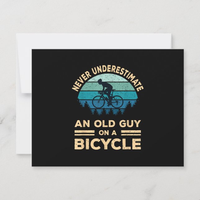 Never Underestimate An Old Guy On A Bicycle Funny  RSVP Card (Front)