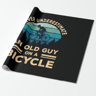 Never Underestimate An Old Guy On A Bicycle Funny Wrapping Paper