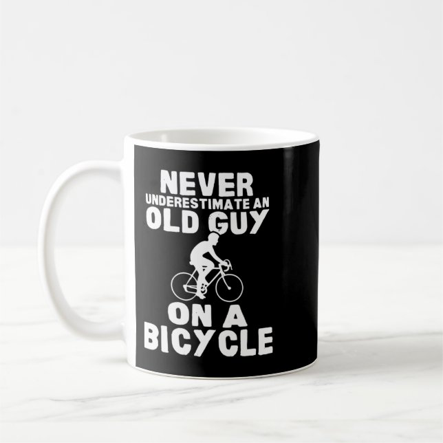 Never Underestimate An Old Guy On A Bicycle Gift L Coffee Mug (Left)