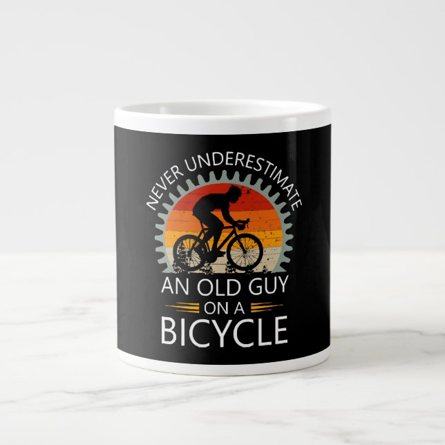  Never Underestimate An Old Guy On A Bicycle Large Coffee Mug (Front)