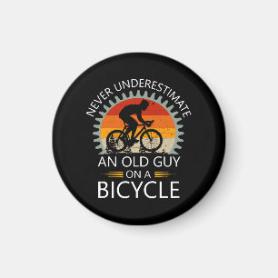 Never Underestimate An Old Guy On A Bicycle Magnet