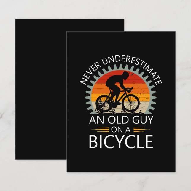  Never Underestimate An Old Guy On A Bicycle RSVP Card (Front/Back)