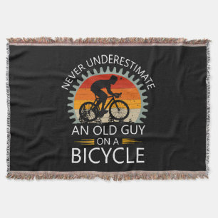  Never Underestimate An Old Guy On A Bicycle Throw Blanket