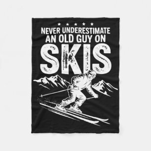 Never Underestimate An Old Guy On Skis Extreme Spo Fleece Blanket
