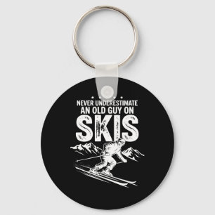 Never Underestimate An Old Guy On Skis Extreme Spo Key Ring