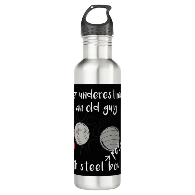 Never Underestimate An Old Hippie With A Cat Funny 710 Ml Water Bottle (Front)