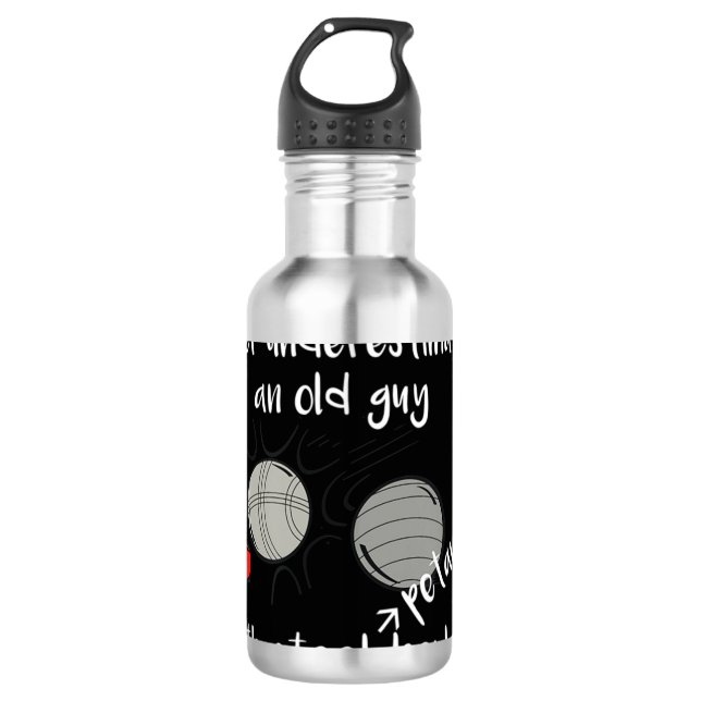 Never Underestimate An Old Hippie With A Cat Funny 710 Ml Water Bottle (Front)