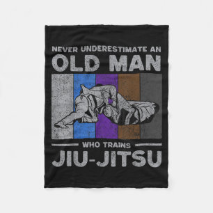 Never Underestimate an Old Man Brazilian Jiu Jitsu Fleece Blanket