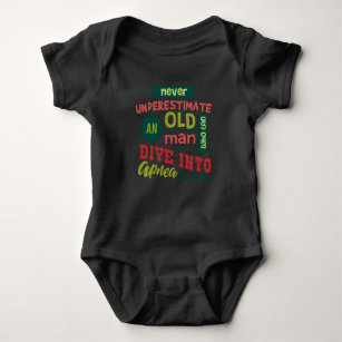 Never Underestimate An Old Man Freediver Grandpa Baby Bodysuit