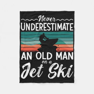 Never Underestimate An Old Man Jet Ski Jet Skiing Fleece Blanket