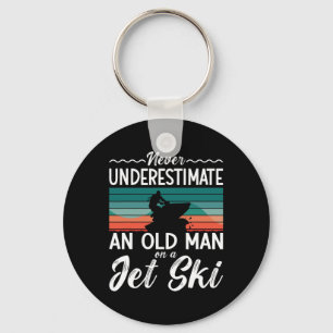 Never Underestimate An Old Man Jet Ski Jet Skiing Key Ring