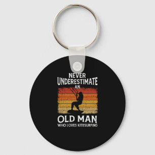 Never Underestimate An Old Man Love Kitesurfing Key Ring