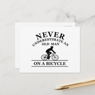 Never Underestimate An Old Man On A Bicycle Holiday Postcard