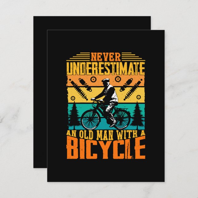 Never Underestimate An Old Man On A Bike Enclosure Card (Front/Back)
