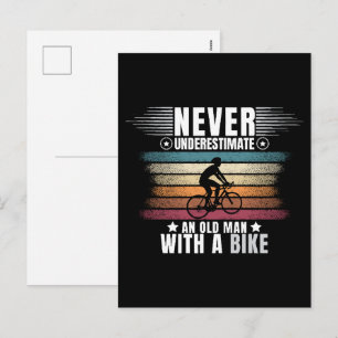 Never Underestimate An Old Man On A Bike Holiday Postcard