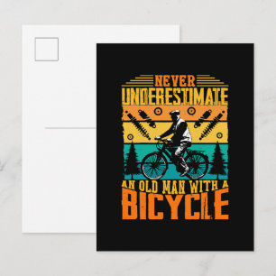 Never Underestimate An Old Man On A Bike Invitation Postcard