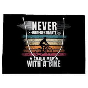 Never Underestimate An Old Man On A Bike Large Gift Bag