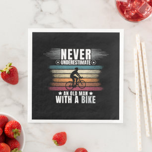 Never Underestimate An Old Man On A Bike Napkin