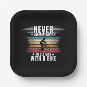 Never Underestimate An Old Man On A Bike Paper Plate